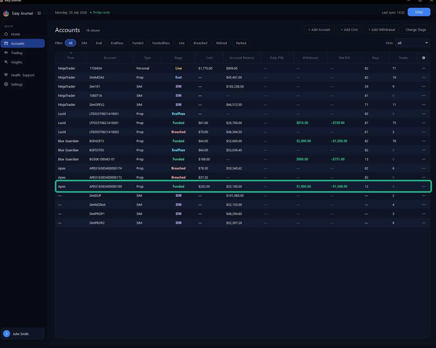 The result - Withdrawn and Net ROI update immediately.
