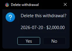 Add a Withdrawal screenshot
