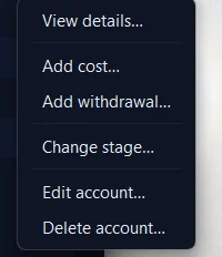 The row ••• menu — Edit account… is the fifth item.