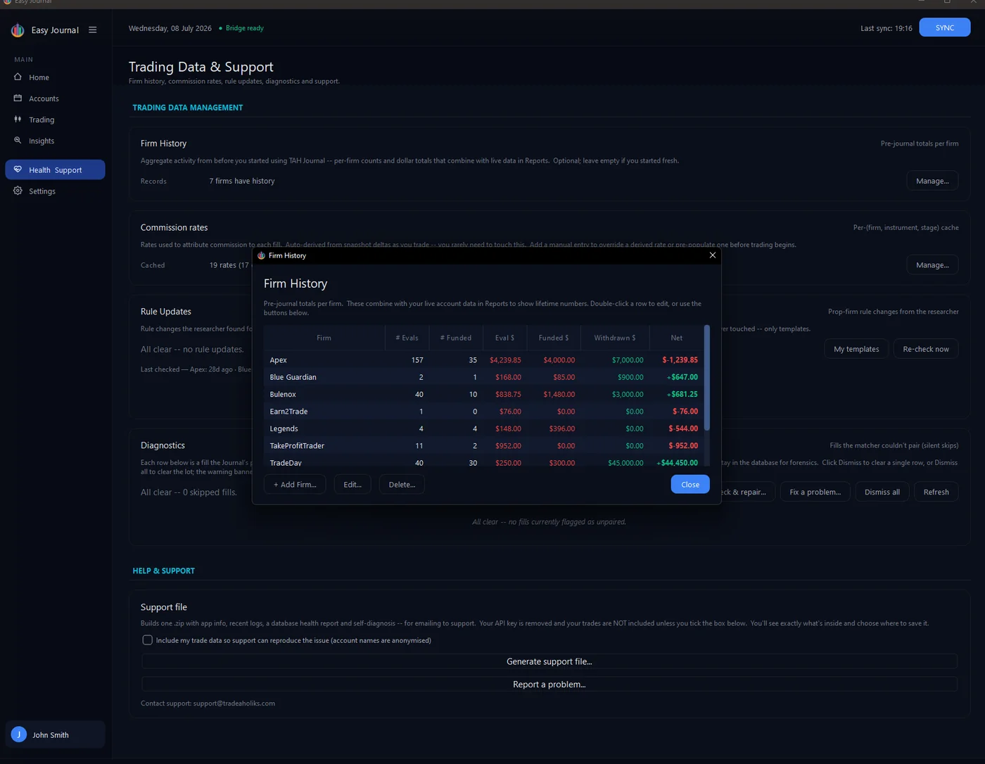 Firm History screenshot