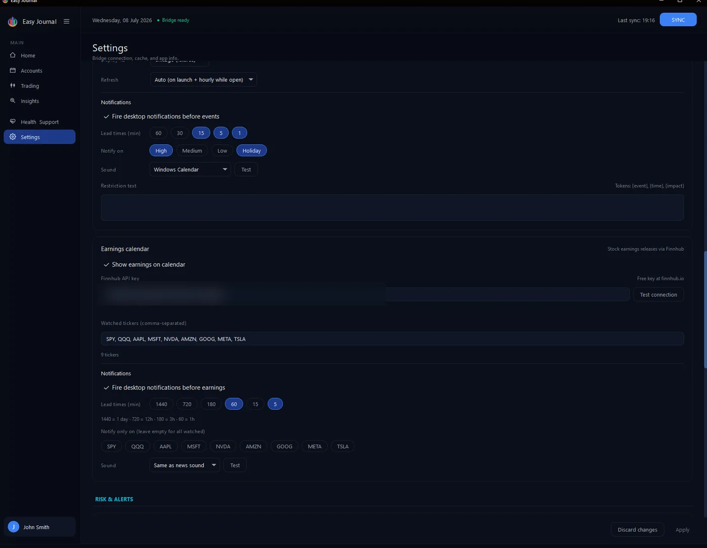 Settings screenshot